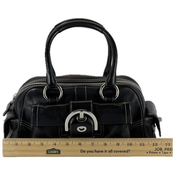 Coach Soho Leather Mini Boston Black Bag 8A10 Bowling Tote Satchel Handbag Y2K - Picture 3 of 16